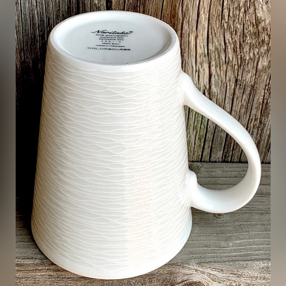 Noritake Textured WoW Swirl White on White Coffee Mug - Picture 4 of 10